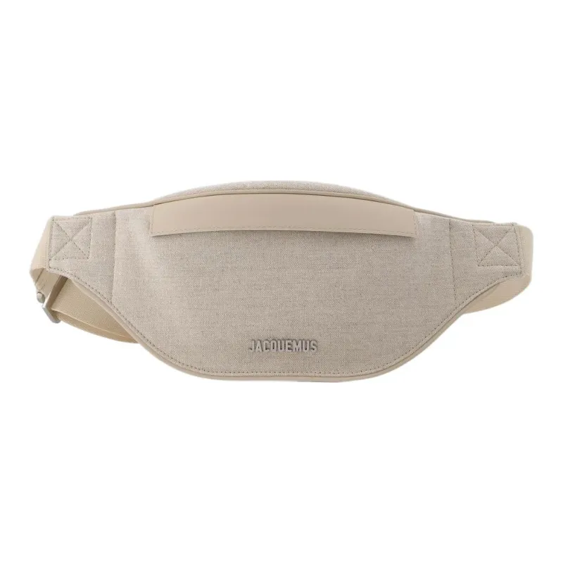 Jacquemus Textile Suede Trim One Shoulder Crossbody Fanny Pack Men's Beige-0