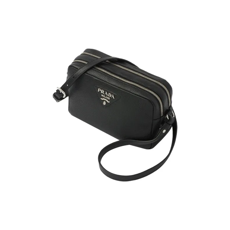 PRADA Leather Camera Bag Shoulder Bag Crossbody Bag Women's Black-2