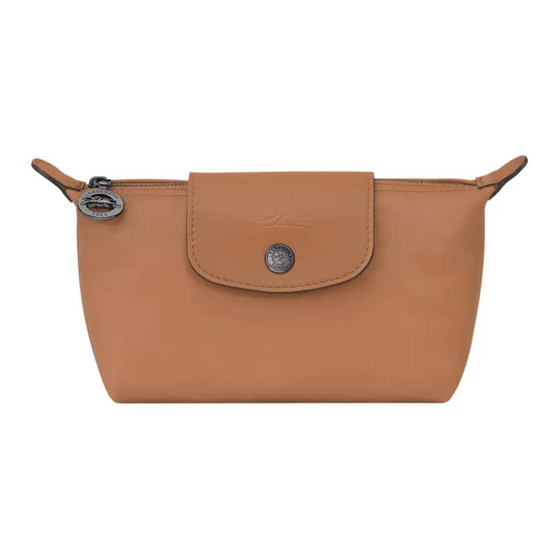 LONGCHAMP Le Pliage Cuir Sheepskin Dumpling Bag Clutches Women's Hazelnut Umber-0