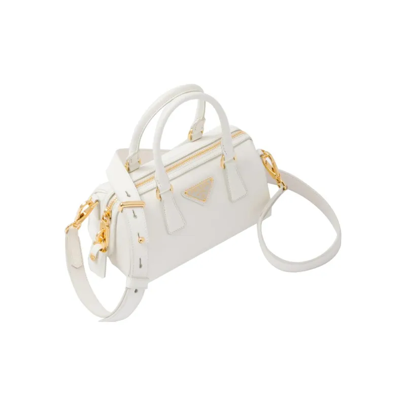 PRADA Saffiano Leather Top Handle Bag White-2