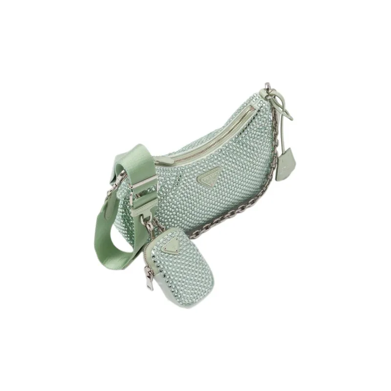 PRADA Re Edition 2005 Satin Bag Aqua-1