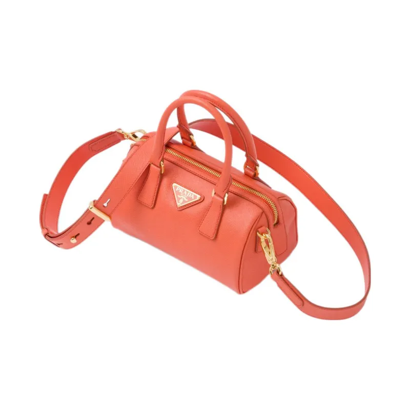PRADA Saffiano Leather Shoulder Bag Crossbody Bag Handbag Women's Orange-1