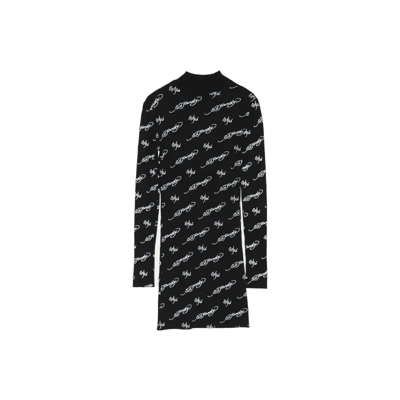 Ed Hardy Long Sleeved Dresses Women's E1OAW285 Black-1