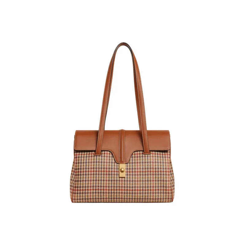 CELINE 16 Fabric Cow Leather Patchwork Binding One Shoulder Handbags Medium Size Women's Multicolor-3