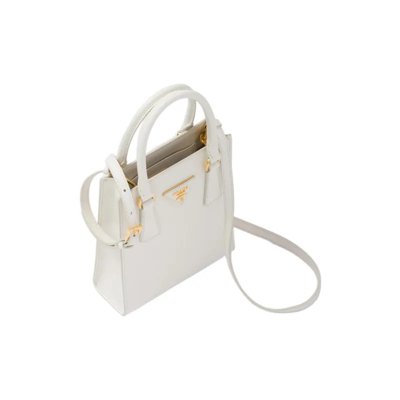 PRADA Saffiano Leather Shoulder Bag, Crossbody Bag, Handbag Women's White-2