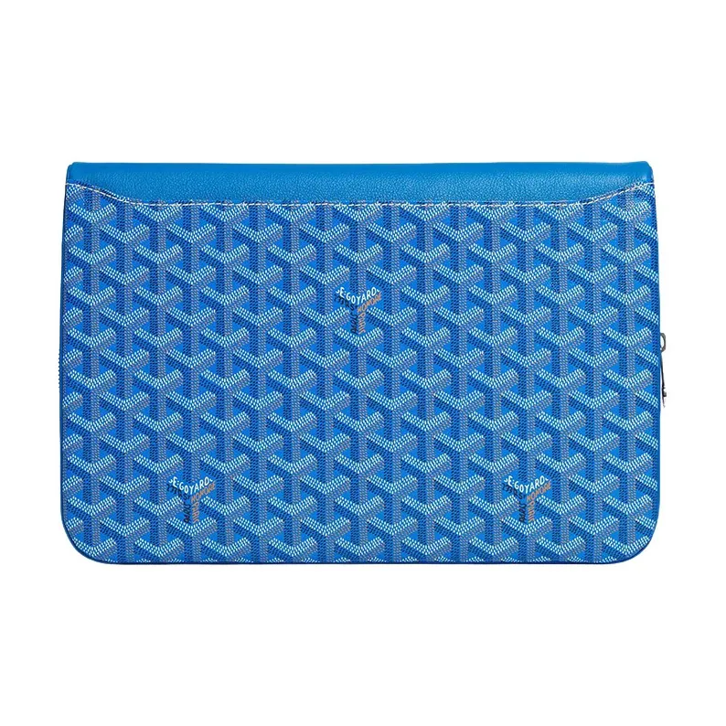 GOYARD Sainte-Marie Canvas With Calfskin Clutch Large Size Unisex Blue-3