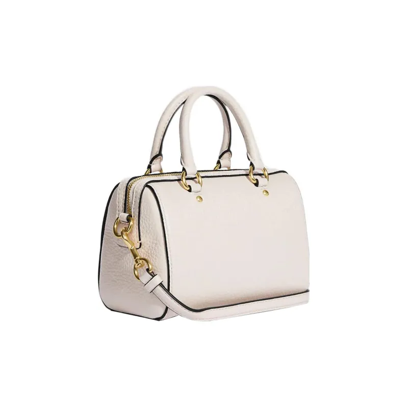 COACH Rowan Leather One Shoulder Handbag, Crossbody Bag Mini Women's Chalk White-1