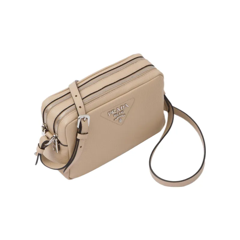 PRADA Leather Camera Bag, Shoulder Bag, Crossbody Bag Regular Women's Milk Tea-2