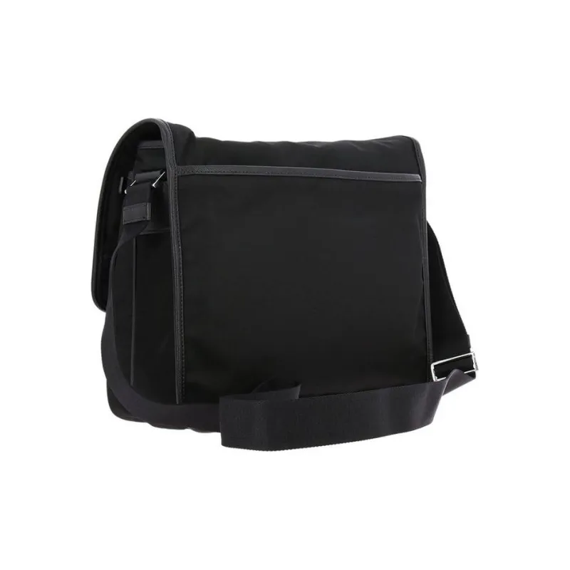 PRADA Nylon Leather Messenger Bag One Shoulder Crossbody Briefcase Men's Black-1