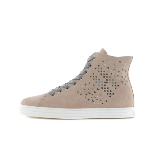 HOGAN R182 High-Top Skateboard Shoes Women's Light Pink