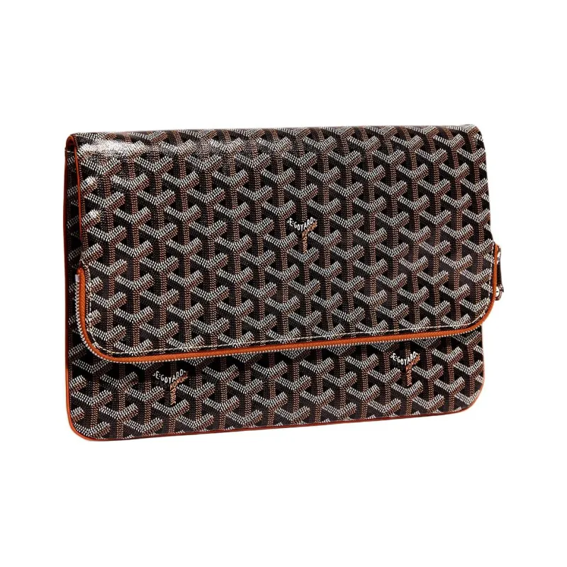 GOYARD Sainte-Marie Canvas With Calfskin Clutch Large Size Unisex Brown/Black-3