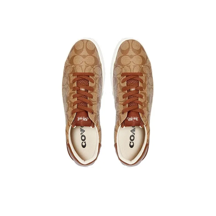 COACH Clip Low Top Stylish Skateboarding Shoes Men's Brown-2