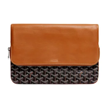 GOYARD Sainte-Marie Canvas With Calfskin Clutch Large Size Unisex Brown/Black