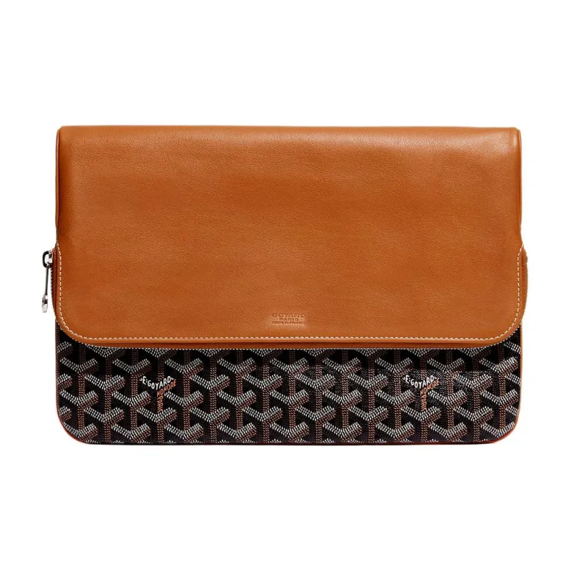 GOYARD Sainte-Marie Canvas With Calfskin Clutch Large Size Unisex Brown/Black-0