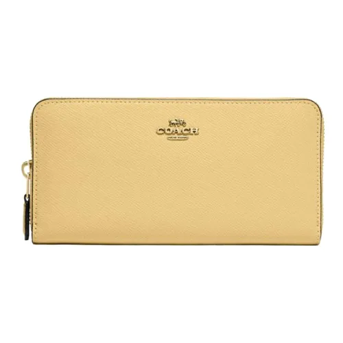 COACH Accordion Zip Cross-Stitch Leather Card Holder Wallet Women's Nude