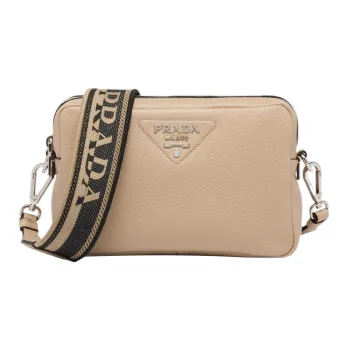 PRADA Leather Camera Bag, Shoulder Bag, Crossbody Bag Regular Women's Milk Tea