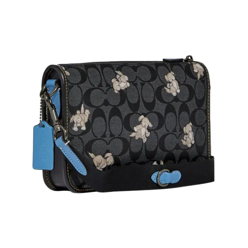 COACH Heritage Artificial Leather Combo Bag, Shoulder Bag, Crossbody Bag Medium Size Men's Charcoal & Black-1