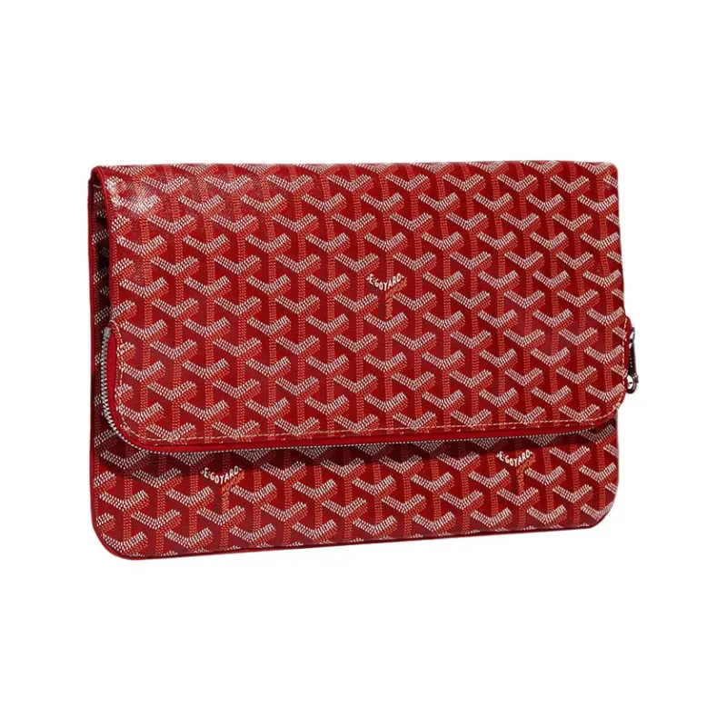 GOYARD Sainte-Marie Canvas With Calfskin Clutch Large Size Unisex Red-2