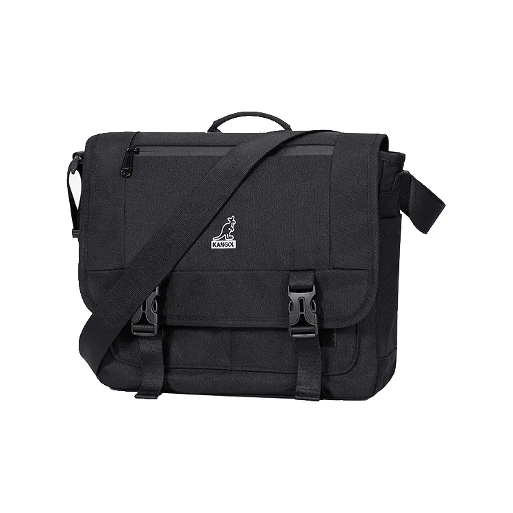 KANGOL Fabric Laptop Bag, Messenger Bag, Crossbody Handbag Regular Unisex Black-0
