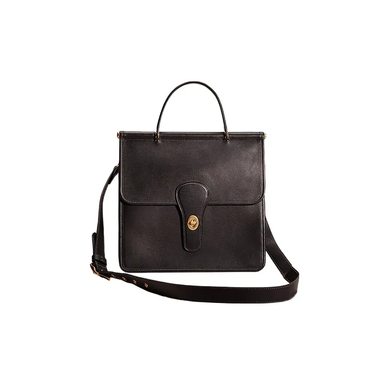 COACH Willis Glove Tanning Shoulder Bag Crossbody Bag Handbag Medium Size Women's Black-0