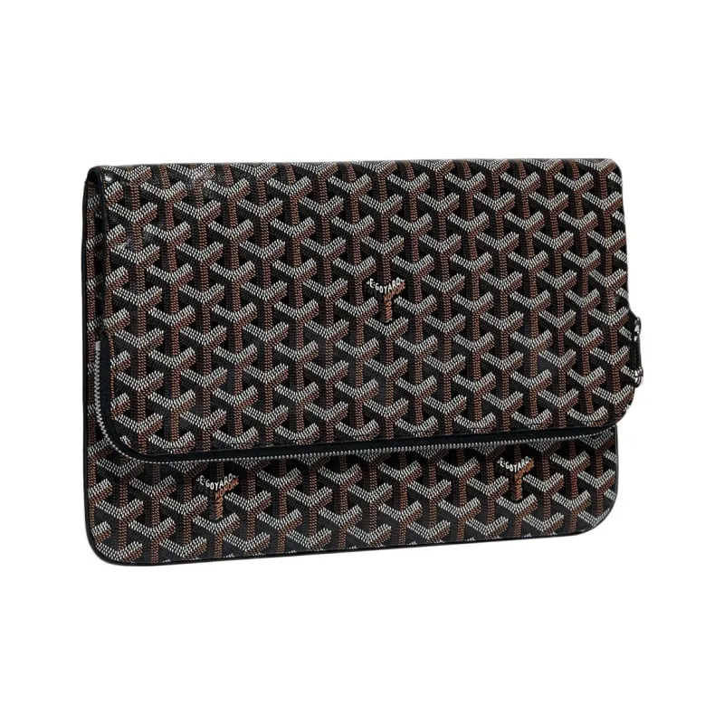 GOYARD Sainte-Marie Canvas With Calfskin Clutch Large Size Unisex Black-3