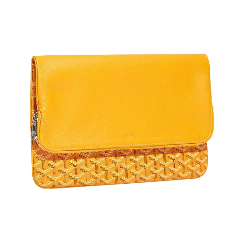 GOYARD Sainte-Marie Canvas With Calfskin Clutch Large Size Unisex Yellow-1