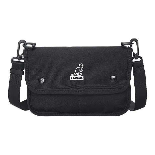 KANGOL Fabric Canvas Bag, Crossbody Bag, Envelope Bag, Shoulder Bag Unisex Black/Ecru-1