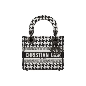 DIOR Lady D Lite Embroidery Lady Dior Bag Tote Bag, Shopping Bag, Handbag Mini Women's Black/White