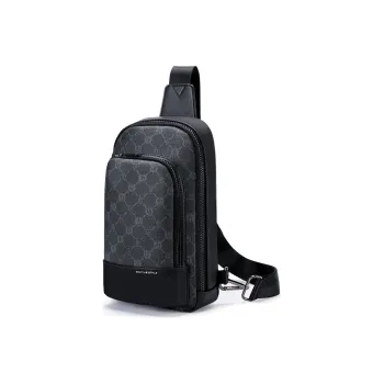 GOLF PVC Crossbody Bag, Dad's Shoulder Bag, Fanny Pack, Sling Bag Medium Size Men's Black
