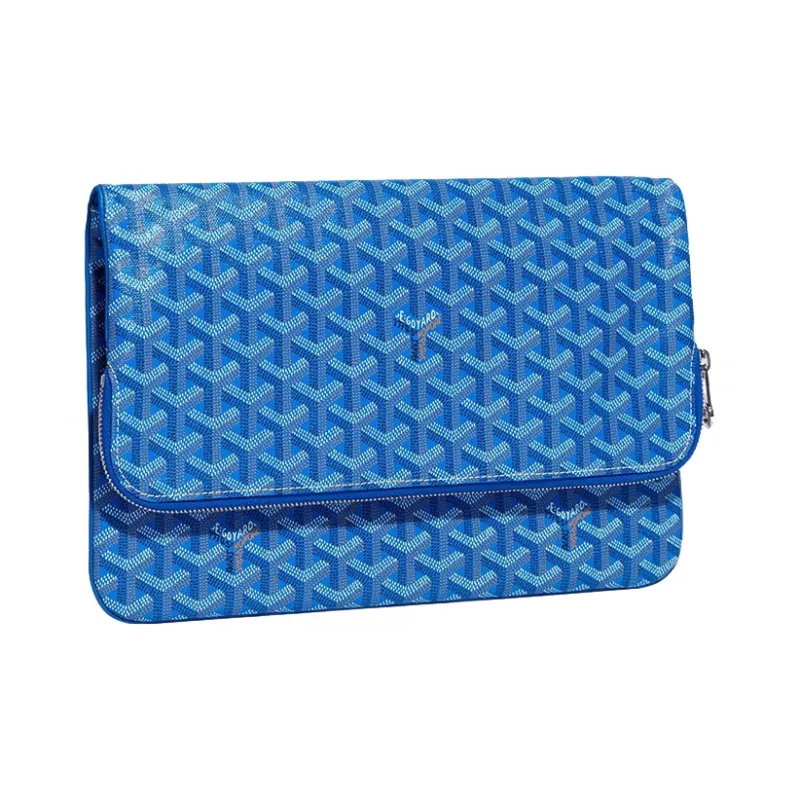 GOYARD Sainte-Marie Canvas With Calfskin Clutch Large Size Unisex Blue-2