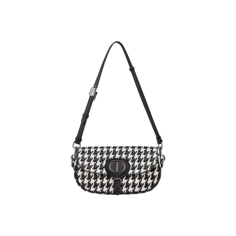DIOR Bobby Cow Leather Shoulder Bag Crossbody Bag Women's Black/White-3