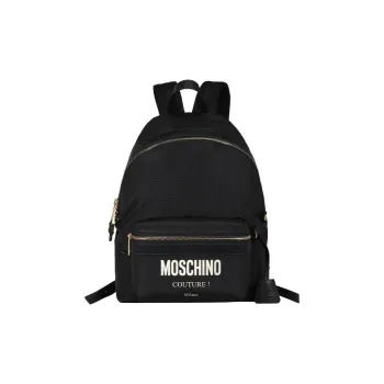 MOSCHINO Nylon Backpack Men's Black & Black Gold