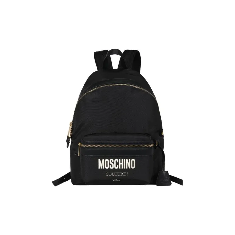 MOSCHINO Nylon Backpack Men's Black & Black Gold-0