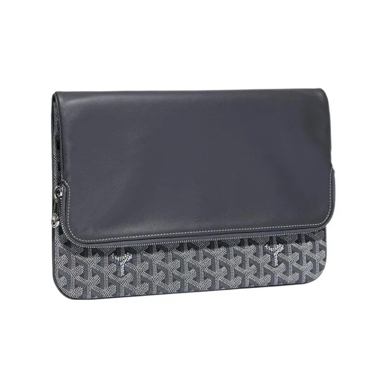 GOYARD Sainte-Marie Canvas With Calfskin Clutch Large Size Unisex Gray-1