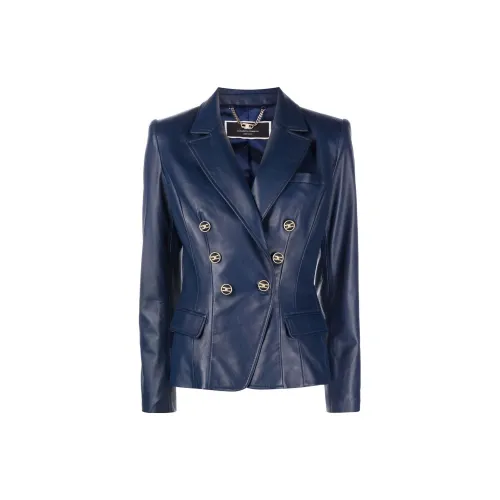 Elisabetta Franchi Leather Jackets Women's Marine Blue