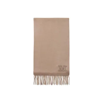 MaxMara Logo Embroidered Fringed Scarf