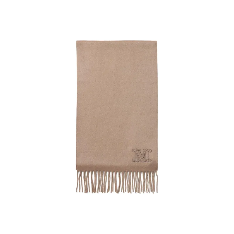MaxMara Logo Embroidered Fringed Scarf-0
