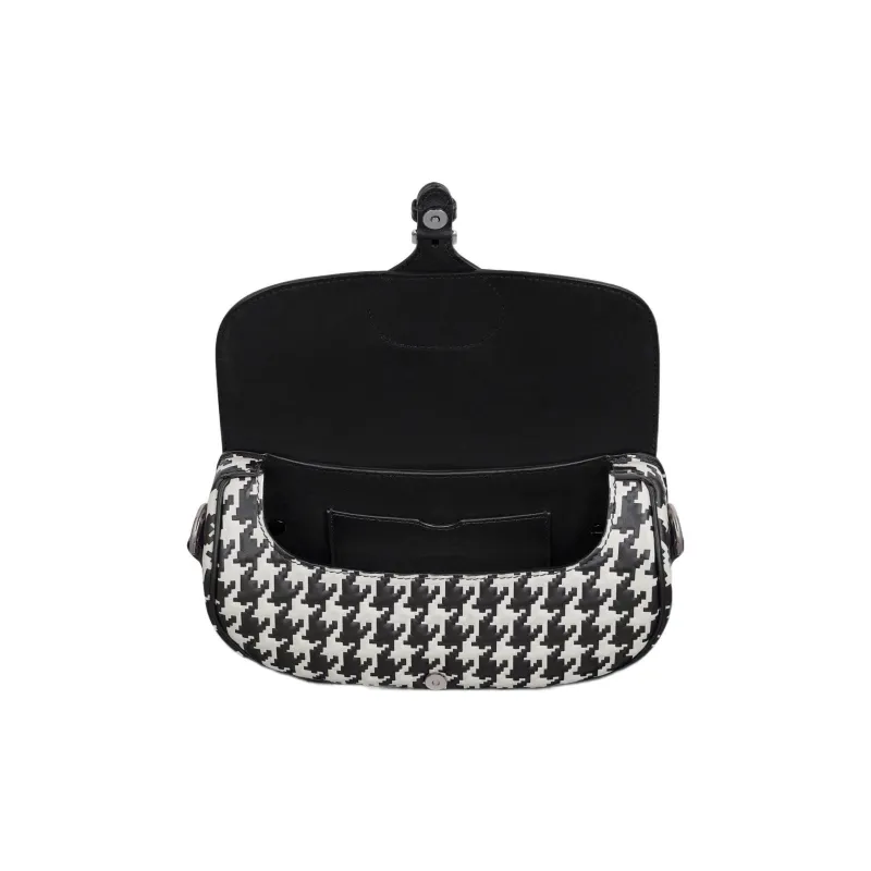 DIOR Bobby Cow Leather Shoulder Bag Crossbody Bag Women's Black/White-4