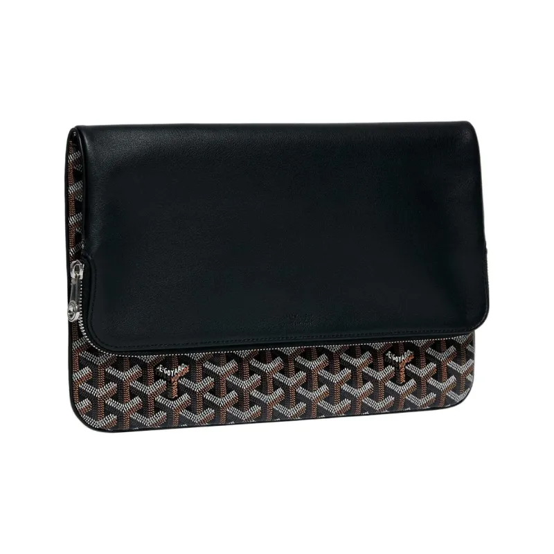 GOYARD Sainte-Marie Canvas With Calfskin Clutch Large Size Unisex Black-2