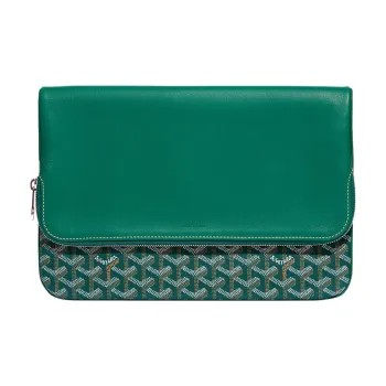 GOYARD Sainte-Marie Canvas With Calfskin Clutch Large Size Unisex Green