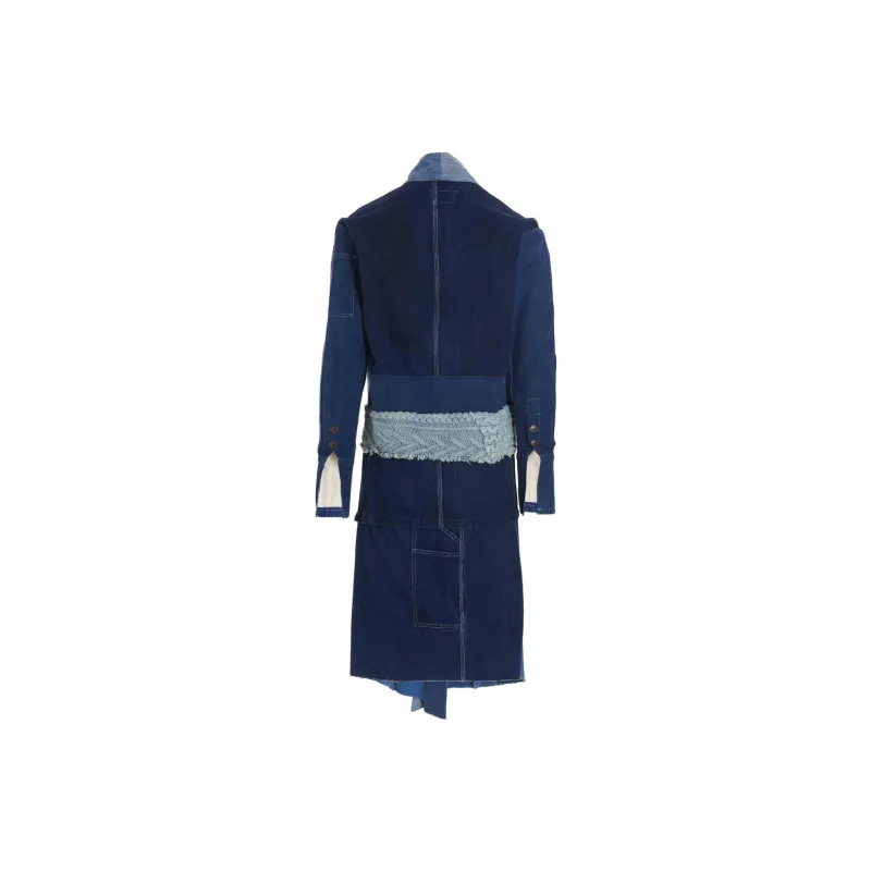 GREG LAUREN Denim Patchwork Open Front Coat-1