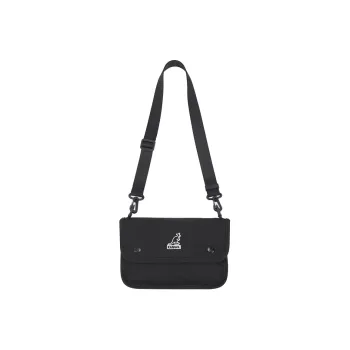 KANGOL Fabric Canvas Bag, Crossbody Bag, Envelope Bag, Shoulder Bag Unisex Black/Ecru