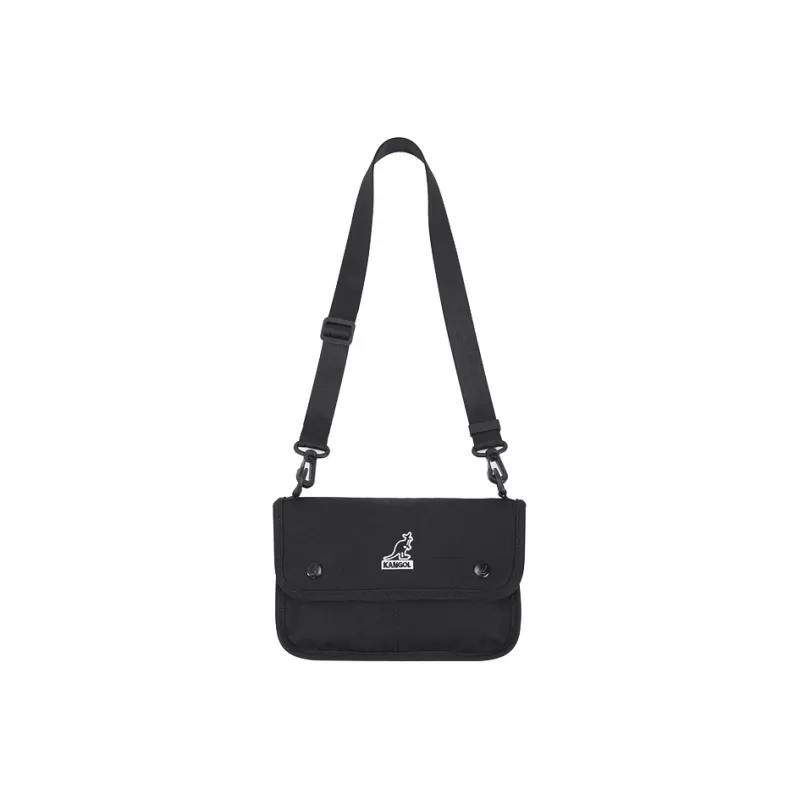 KANGOL Fabric Canvas Bag, Crossbody Bag, Envelope Bag, Shoulder Bag Unisex Black/Ecru-0