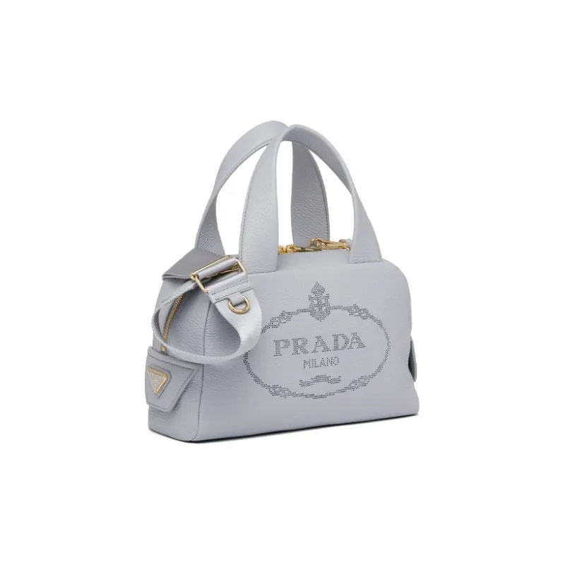 PRADA Leather Shoulder Bag Crossbody Bag Small Size Women's Blue-1