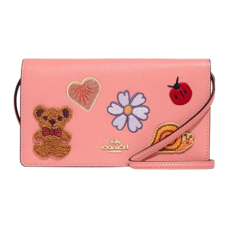 COACH Anna Refined Pebble Leather Small Square Bag Shoulder Bag, Crossbody Bag Trumpets Women's Candy Pink-0