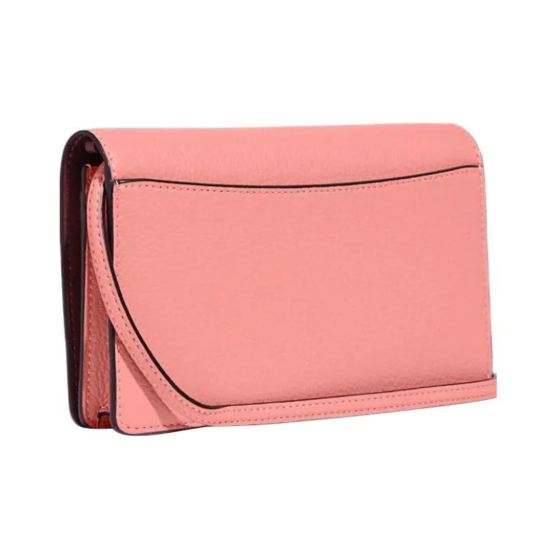 COACH Anna Refined Pebble Leather Small Square Bag Shoulder Bag, Crossbody Bag Trumpets Women's Candy Pink-1