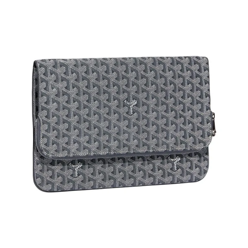 GOYARD Sainte-Marie Canvas With Calfskin Clutch Large Size Unisex Gray-3