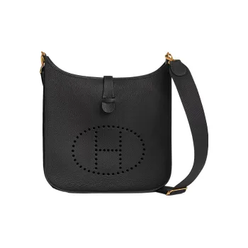 HERMES Evelyne Clemence Bullock Leather Shoulder Bag Crossbody Bag Women's Noir Black