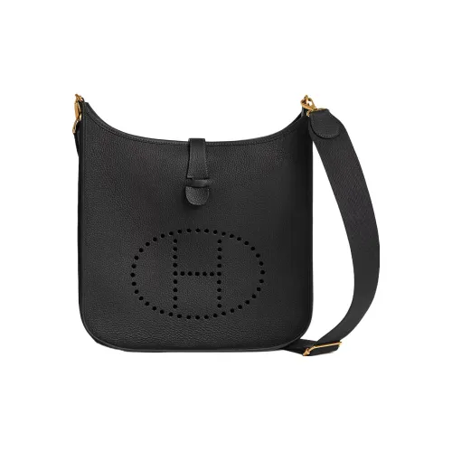 HERMES Evelyne Clemence Bullock Leather Shoulder Bag Crossbody Bag Women's Noir Black