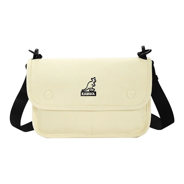 KANGOL Fabric Canvas Bag, Crossbody Bag, Envelope Bag, Shoulder Bag Unisex Black/Ecru-5